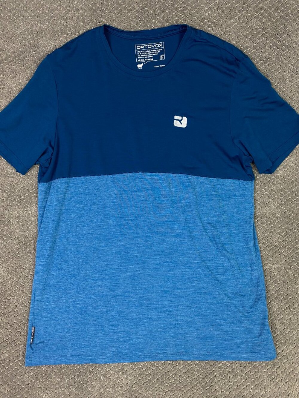 Ortovox Merino Wool T Shirt Mens XL Blue Outdoor Hiking Base Layer Short Sleeve